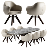 Cattelan Italia Tyron Keramik Premium table Bombe chair set