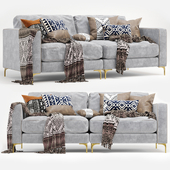 Light Gray Fabric Sofa Whit Shawl