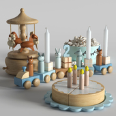 Set of toys with a cake