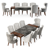 Dove Gray Velvet Dining Chairs&table
