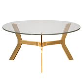 Elke Round Glass Coffee Table with Brass Base (Crate and Barrel)