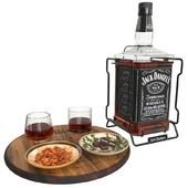 JackDaniels whiskey with almonds and chocolate