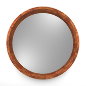 Round mirror in a thin wooden frame Ash