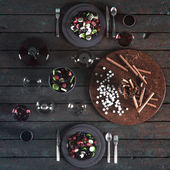 Table setting in black colors