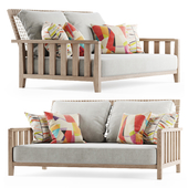 Double wooden garden sofa