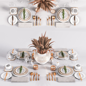 Table setting in white colors