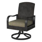Rotary Metal Leg Swing Rattan Arm Chair