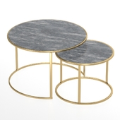 Set of coffee tables in marble BLACK MARQUINA