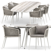Knot armchair by Janus and Minus Dining table flint CT220 by Manutti