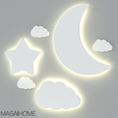 Children&#39;s lamps with front illumination "Moon, star and cloud" MASAIHOME