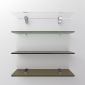 Glass shelves with a set of fasteners