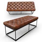 RH 78" Tufted Leather\Metal Bench