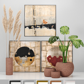 Decor set -No9- Vase Baskets By 3 Art Frames