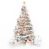 Set of Christmas tree and decorative elements