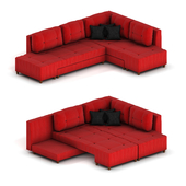 Style Sofa Corner Sofa Right Red