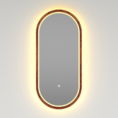 Oval mirror in a thin wooden frame "Ash" Capsule Light