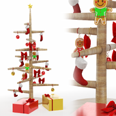 Wooden decorated christmass tree