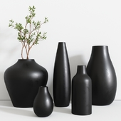 Black Vases Decor Set