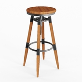 Backless Swivel Counter Stool With Wood Seat