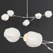 5-globe Branching Bubble Satin Nickel and White Glass