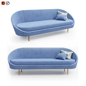 Blue Velvet curved sofa