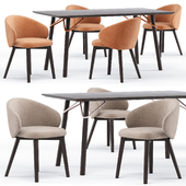 Tria table CB4807-FR 160 and Tuka rounded chair - connubia calligaris