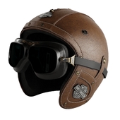 Leather moto helmet