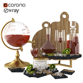 Set with fruit and wine