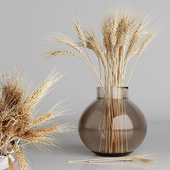 Wheat Bouquets in Glass Vase 02