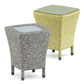 Amari Glass Top Side Table Square 45 and Fully Woven Side Table Square 45 by Janus et cie