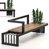 Urban Furniture Bench With Plants 01