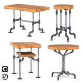 4 Bar stools from pipes collection