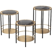 Side table set with three frames in brass, steel and black marble Thala, Studio A