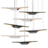 Suspended Chandelier Global Views Cone Brass Pendant