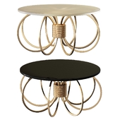 Round coffee table DecMode in metal and glass