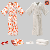 bathrobe, robe kimano, towel, slippers