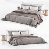 Cozy Bed with Linen Bedding 02