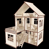 Prefabricated plywood dollhouse
