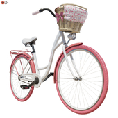 Ladies bicycle with basket pink