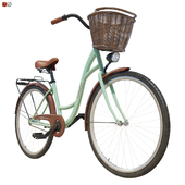 Дамский велосипед с корзинкой зелёный