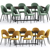 Curva Velvet Dining Chair And Table