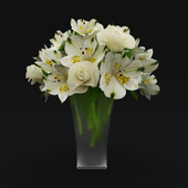 Bouquet of white roses and alstroemeria