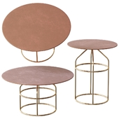 Modern Round Coffee Table Sets Metal in Gold