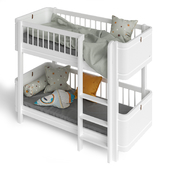 Wood Mini+ Low Bunk Bed in All White by Oliver furniture