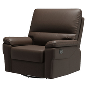 Imola Reclining and Swivel Armchair Black Leather
