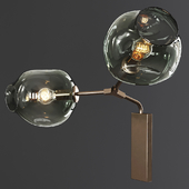 Branching Bubble Sconce Vintage Brass and Dark Green Glass