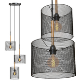 Lucide Baskett chandelier with three Edison lamps