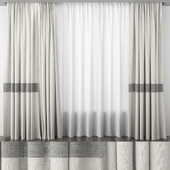 Linen curtains with stripe