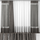 Gray-brown striped curtains