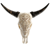 Carved cow skull